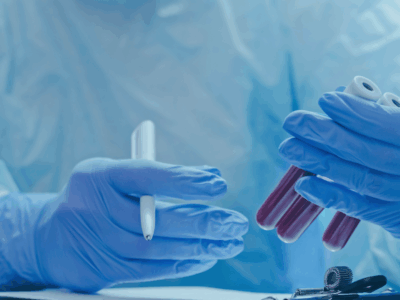 lab tech with test tubes